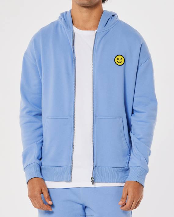 Hollister Kvinder gilly hicks smile-serie hættetrøje med fuld lynlås 2H8Z441 toppe blå