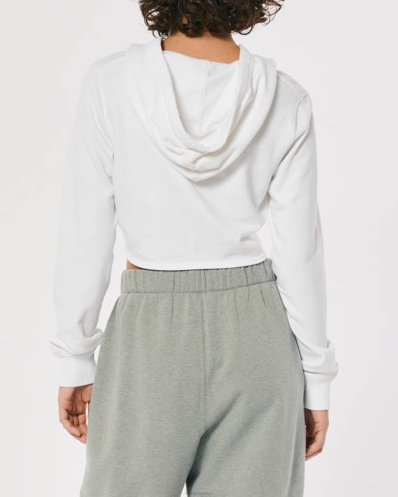 Hollister Kvinder hættetrøje med fuld lynlås 2H8Z226 toppe hvid