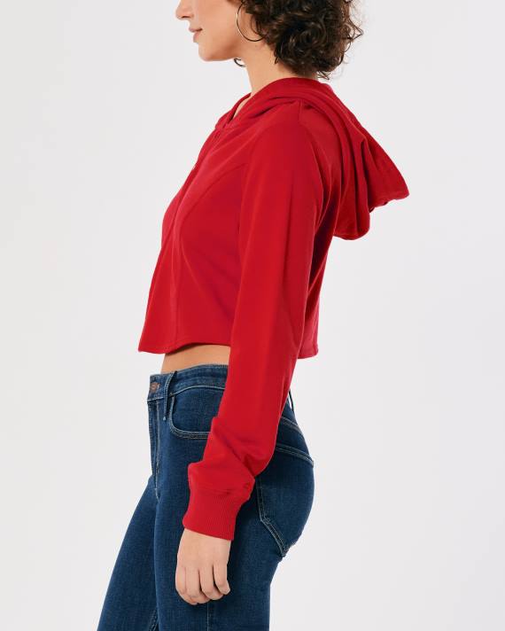 Hollister Kvinder hættetrøje med fuld lynlås 2H8Z341 toppe rød