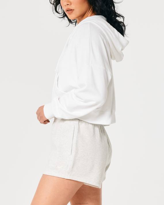 Hollister Kvinder let hættetrøje i frotté med fuld lynlås 2H8Z170 toppe hvid