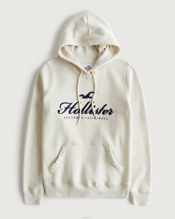 Hollister Kvinder let logo grafisk hættetrøje 2H8Z320 toppe fløde