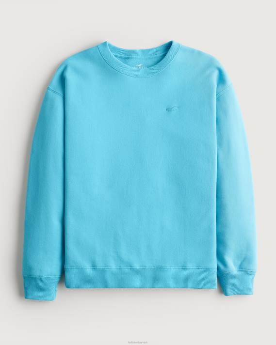 Hollister Kvinder oversized icon crew sweatshirt 2H8Z133 toppe turkis