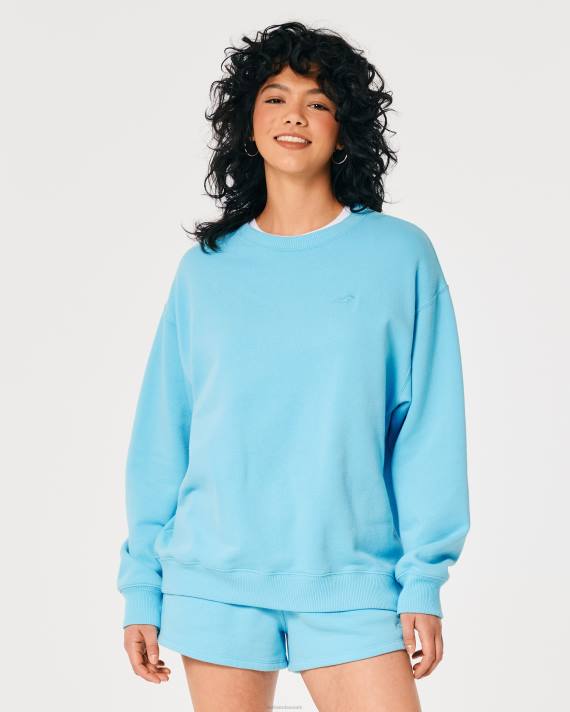 Hollister Kvinder oversized icon crew sweatshirt 2H8Z133 toppe turkis