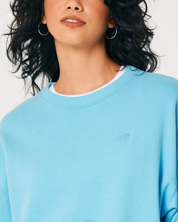 Hollister Kvinder oversized icon crew sweatshirt 2H8Z133 toppe turkis
