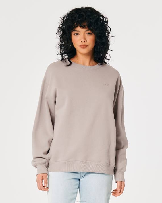 Hollister Kvinder oversized icon crew sweatshirt 2H8Z19 toppe taupe
