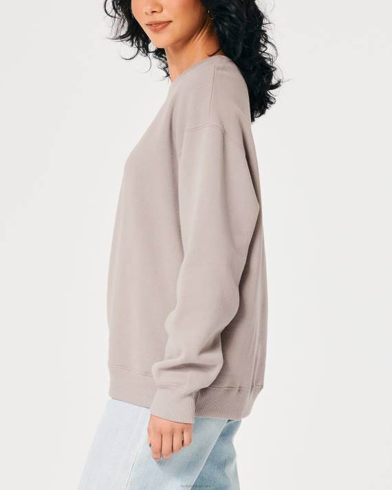 Hollister Kvinder oversized icon crew sweatshirt 2H8Z19 toppe taupe