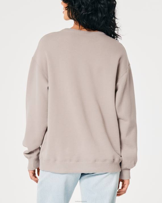 Hollister Kvinder oversized icon crew sweatshirt 2H8Z19 toppe taupe