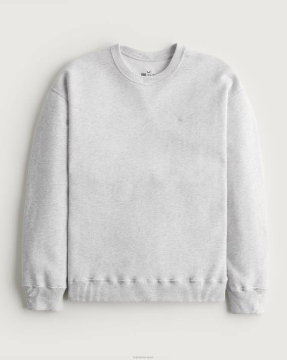 Hollister Kvinder oversized icon crew sweatshirt 2H8Z28 toppe lys gråmeleret
