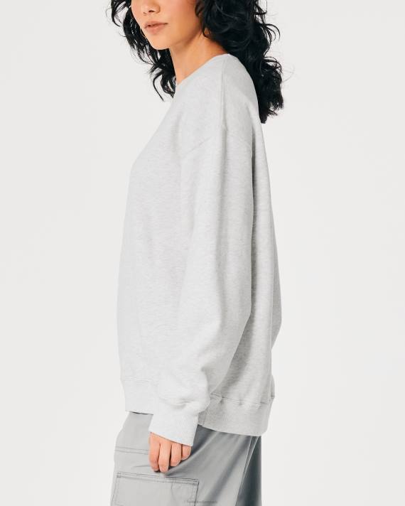 Hollister Kvinder oversized icon crew sweatshirt 2H8Z28 toppe lys gråmeleret