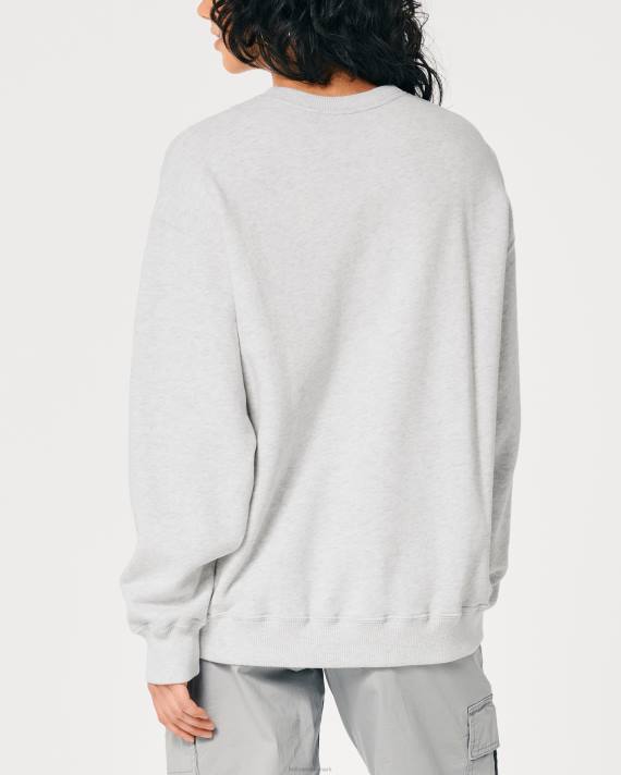 Hollister Kvinder oversized icon crew sweatshirt 2H8Z28 toppe lys gråmeleret