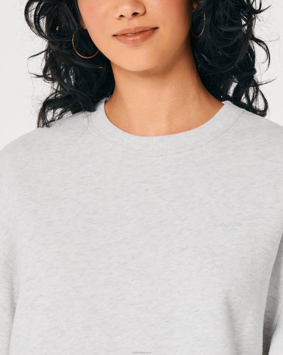 Hollister Kvinder oversized icon crew sweatshirt 2H8Z28 toppe lys gråmeleret