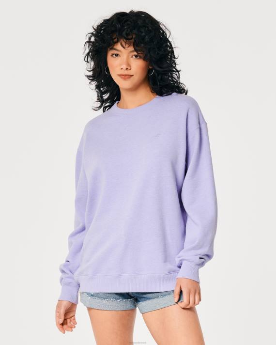 Hollister Kvinder oversized logo ikon crew sweatshirt 2H8Z25 toppe lavendel