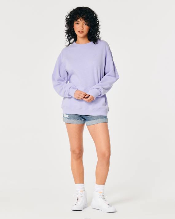 Hollister Kvinder oversized logo ikon crew sweatshirt 2H8Z25 toppe lavendel