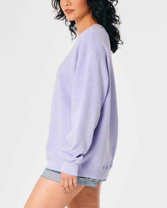 Hollister Kvinder oversized logo ikon crew sweatshirt 2H8Z25 toppe lavendel