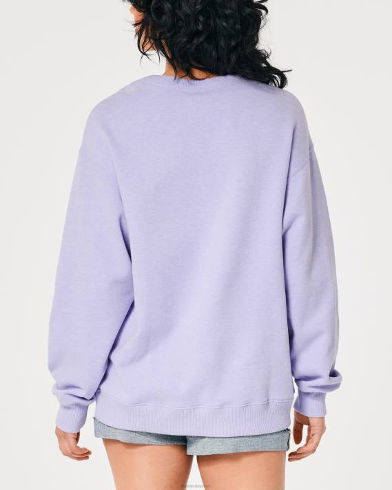 Hollister Kvinder oversized logo ikon crew sweatshirt 2H8Z25 toppe lavendel