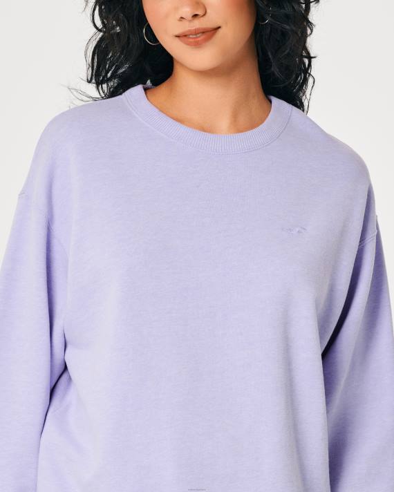 Hollister Kvinder oversized logo ikon crew sweatshirt 2H8Z25 toppe lavendel