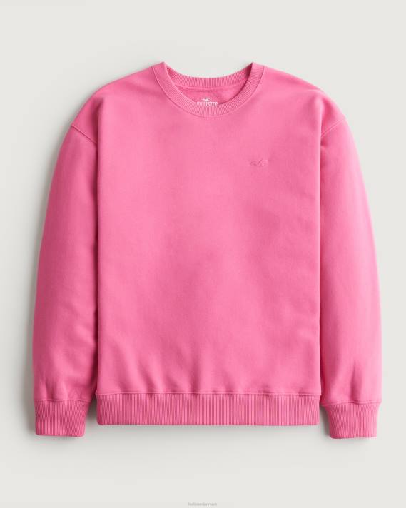 Hollister Kvinder oversized logo ikon crew sweatshirt 2H8Z78 toppe lyserød