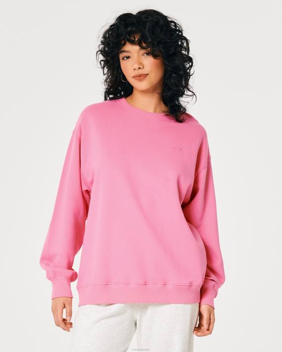 Hollister Kvinder oversized logo ikon crew sweatshirt 2H8Z78 toppe lyserød