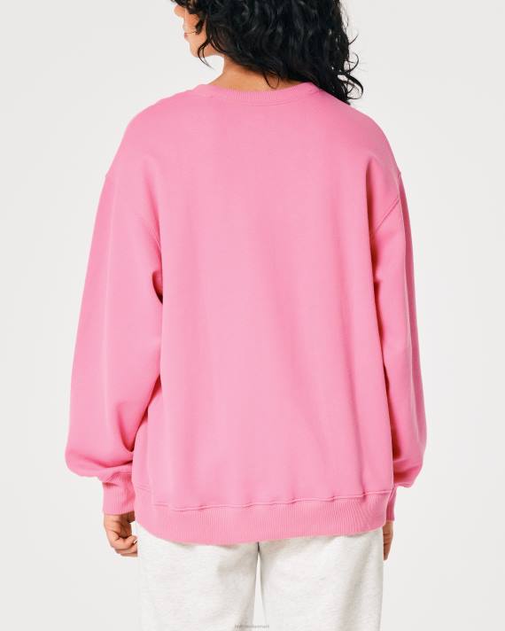 Hollister Kvinder oversized logo ikon crew sweatshirt 2H8Z78 toppe lyserød