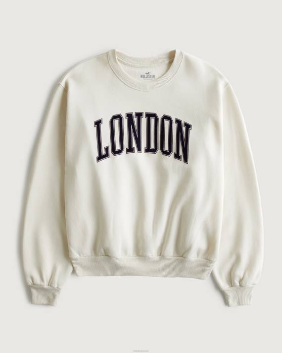 Hollister Kvinder oversized london graphic crew sweatshirt 2H8Z46 toppe fløde