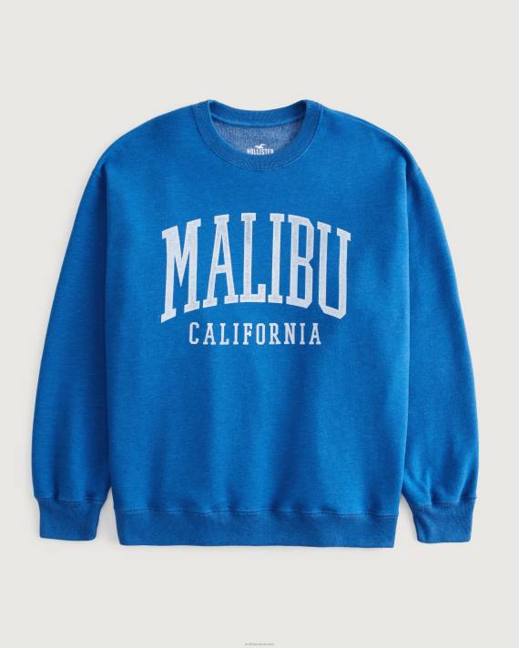 Hollister Kvinder oversized malibu california graphic crew sweatshirt 2H8Z53 toppe blå