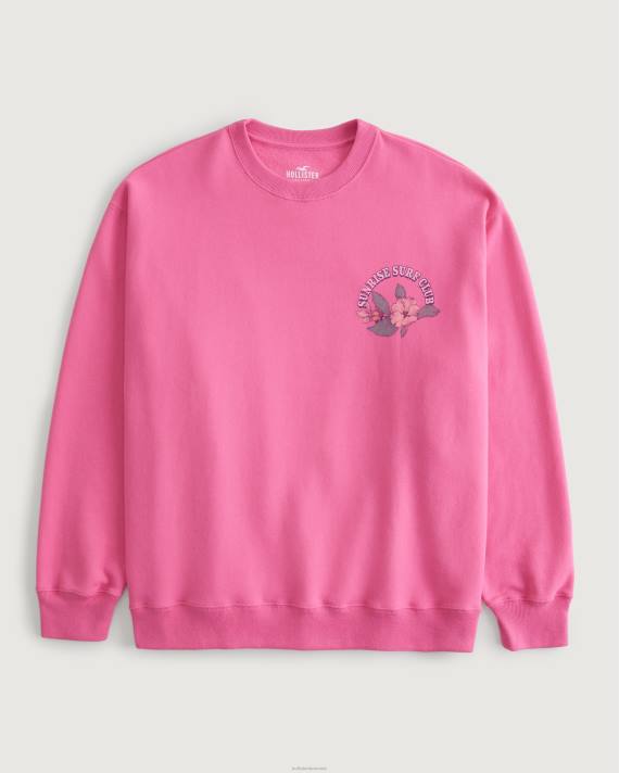 Hollister Kvinder oversized sunrise surf club grafisk crew sweatshirt 2H8Z39 toppe lyserød