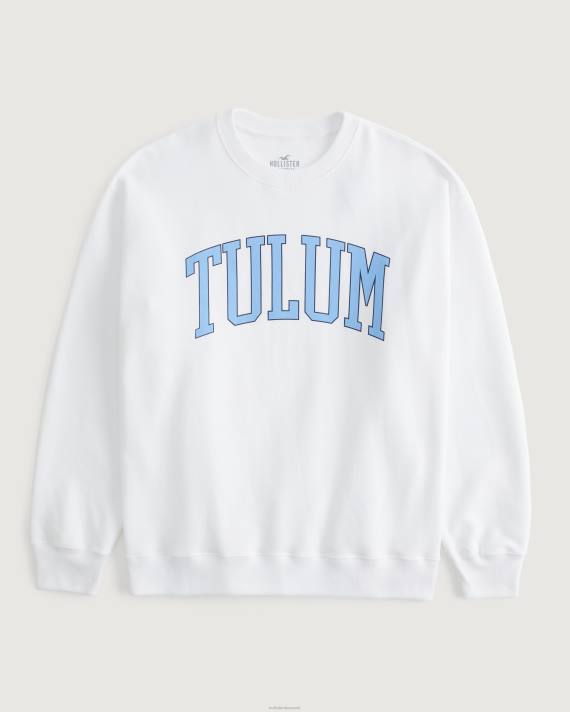 Hollister Kvinder oversized tulum grafisk crew sweatshirt 2H8Z313 toppe hvid
