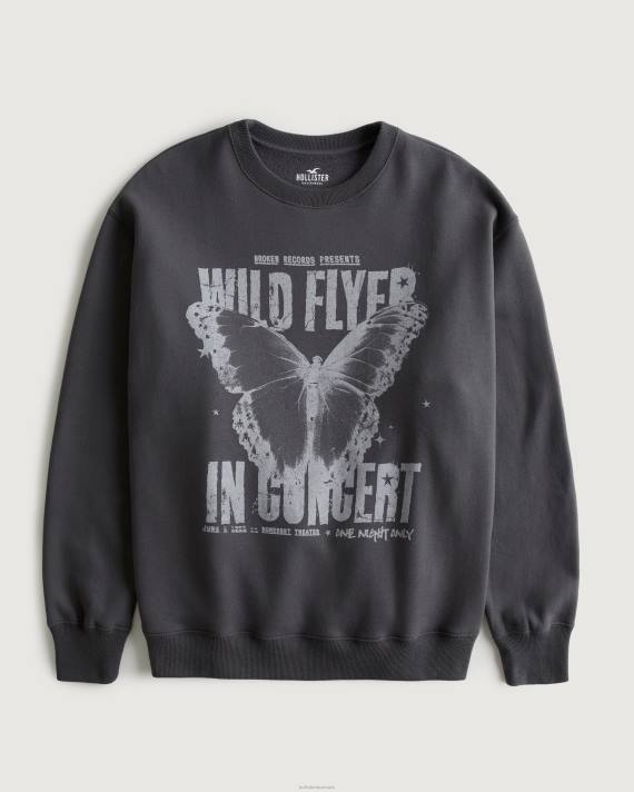Hollister Kvinder oversized wild flyer grafisk sweatshirt 2H8Z293 toppe mørkegrå