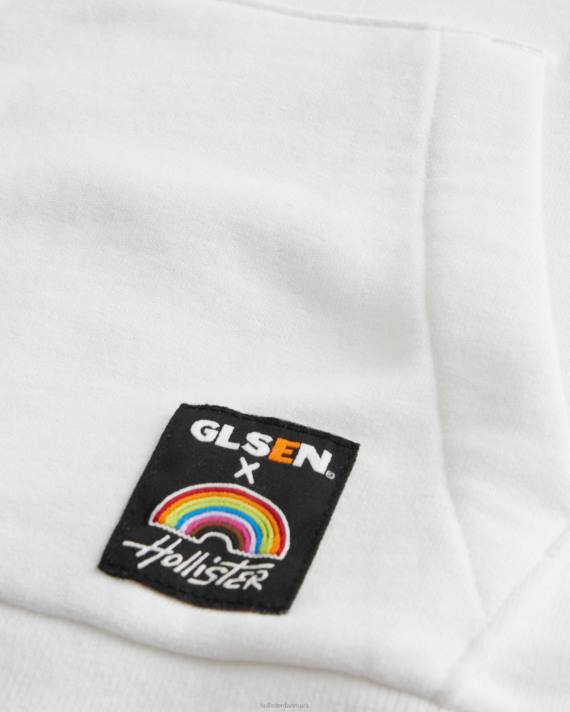 Hollister Kvinder pride afslappet grafisk hættetrøje 2H8Z342 toppe hvid