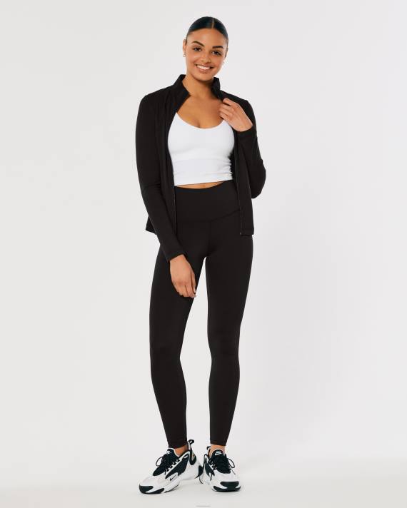 Hollister Kvinder gilly hicks aktiv genopladningsjakke i fuld længde 2H8Z57 toppe sort