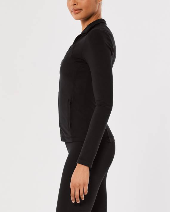 Hollister Kvinder gilly hicks aktiv genopladningsjakke i fuld længde 2H8Z57 toppe sort