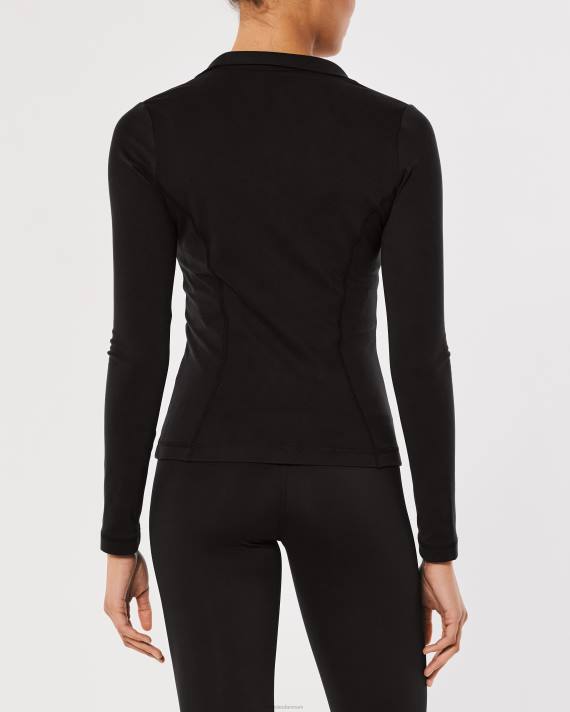 Hollister Kvinder gilly hicks aktiv genopladningsjakke i fuld længde 2H8Z57 toppe sort