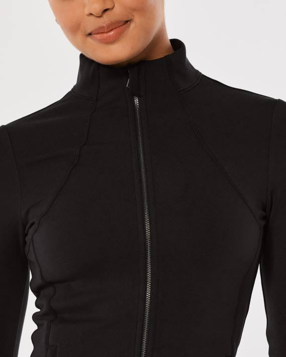 Hollister Kvinder gilly hicks aktiv genopladningsjakke i fuld længde 2H8Z57 toppe sort