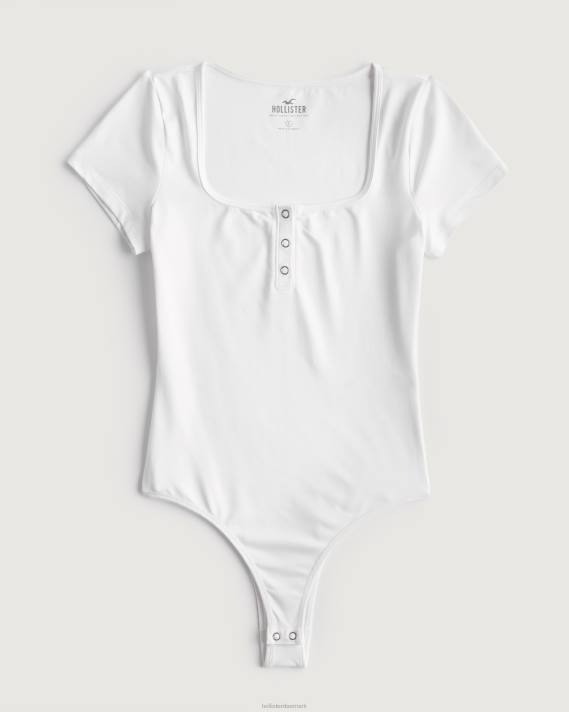 Hollister Kvinder Henley bodysuit i sømløs stof 2H8Z390 toppe hvid