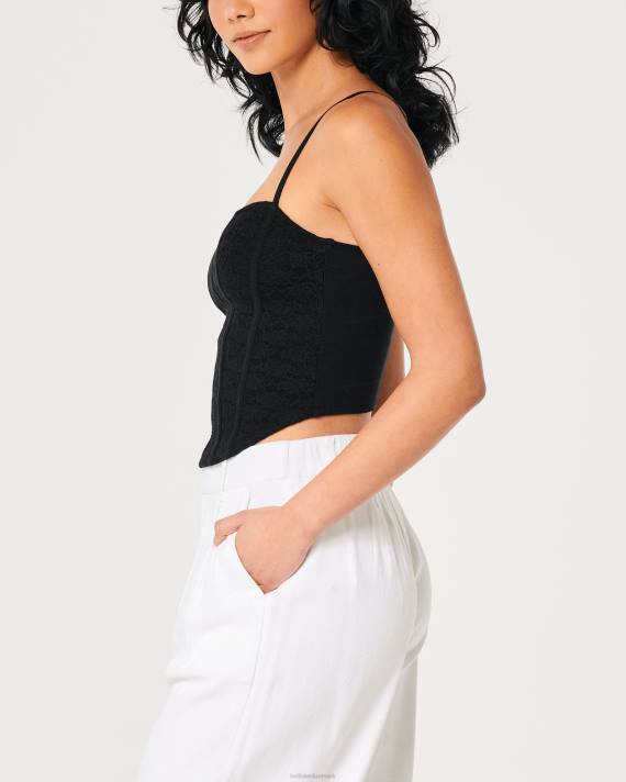 Hollister Kvinder blondesøm sweetheart cami 2H8Z391 toppe sort