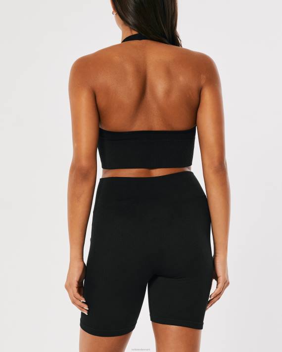 Hollister Kvinder gilly hicks aktiv sømløs halter plunge bh top 2H8Z246 toppe sort