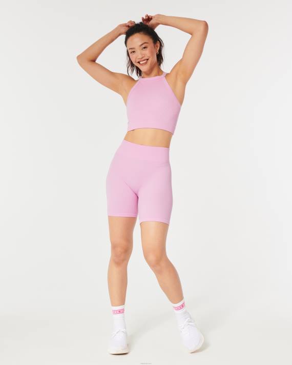 Hollister Kvinder gilly hicks ribstrikket sømløs bh-top med høj hals 2H8Z187 toppe lyserød