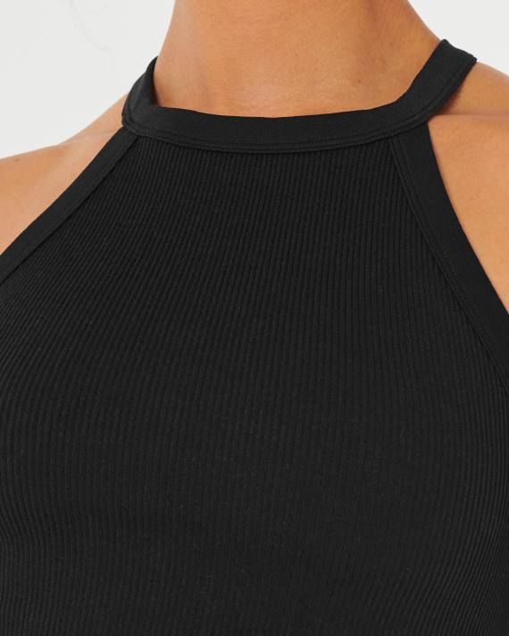 Hollister Kvinder gilly hicks ribstrikket sømløs bh-top med høj hals 2H8Z247 toppe sort