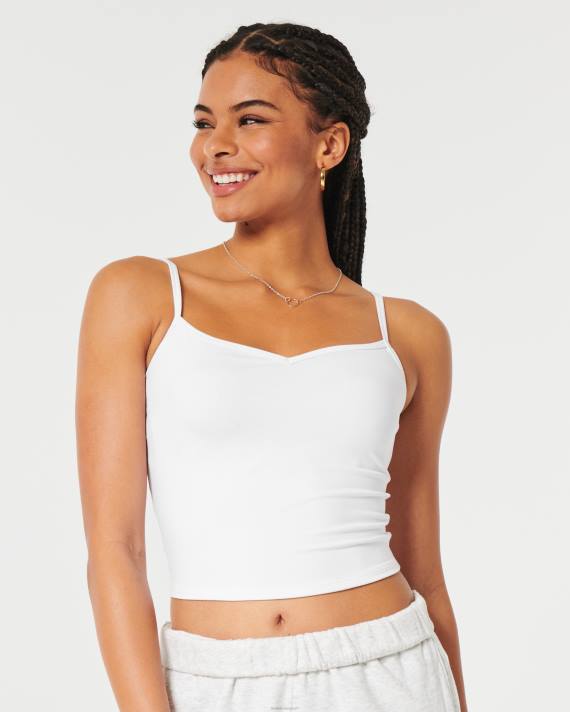 Hollister Kvinder sømløs stof portræt halsudskæring cami 2H8Z244 toppe hvid