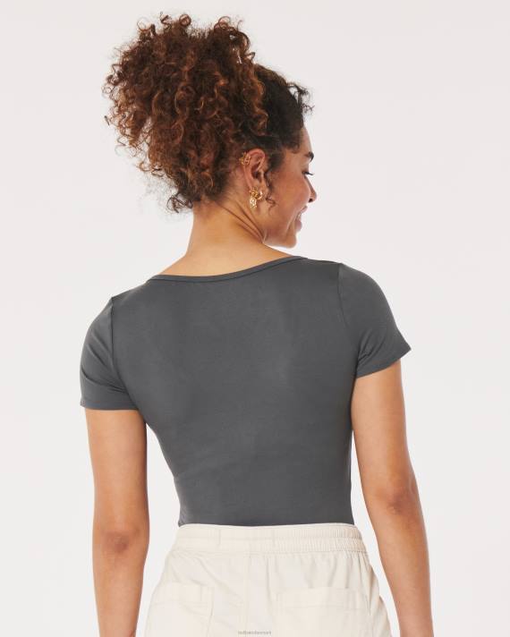 Hollister Kvinder sømløs stof scoop body 2H8Z225 toppe mørkegrå