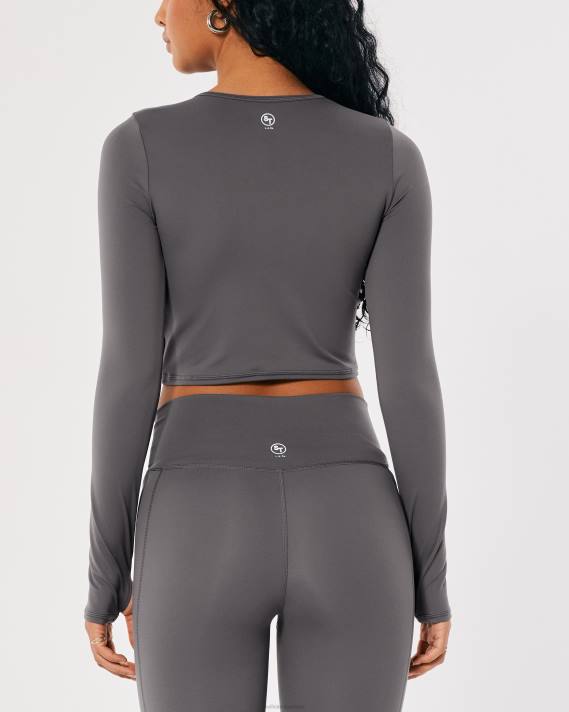 Hollister Kvinder social turist langærmet top med underbust-søm 2H8Z399 toppe grå