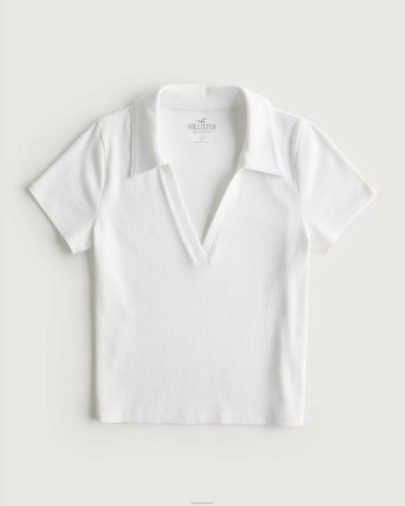 Hollister Kvinder ribbet polo 2H8Z256 toppe hvid
