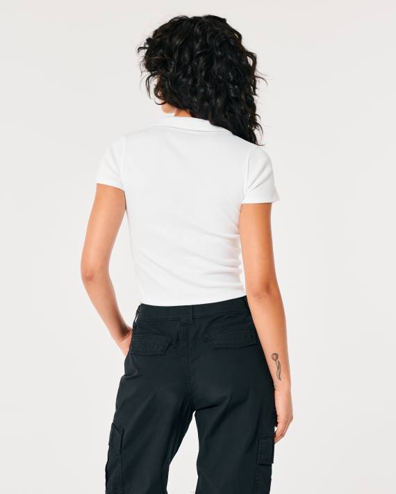 Hollister Kvinder ribbet polo 2H8Z256 toppe hvid