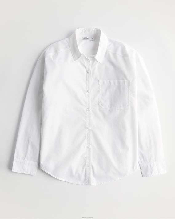 Hollister Kvinder oversized poplin skjorte 2H8Z110 toppe hvid