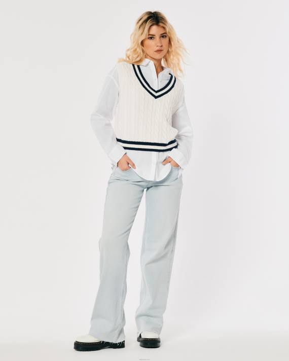 Hollister Kvinder oversized poplin skjorte 2H8Z110 toppe hvid