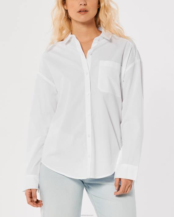 Hollister Kvinder oversized poplin skjorte 2H8Z110 toppe hvid
