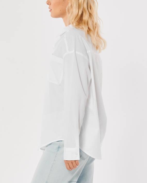 Hollister Kvinder oversized poplin skjorte 2H8Z110 toppe hvid