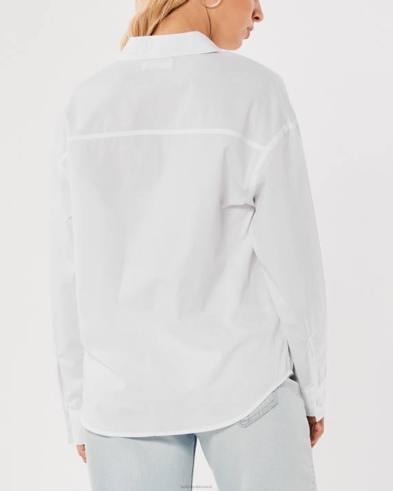 Hollister Kvinder oversized poplin skjorte 2H8Z110 toppe hvid