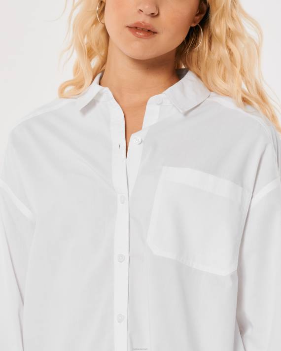Hollister Kvinder oversized poplin skjorte 2H8Z110 toppe hvid