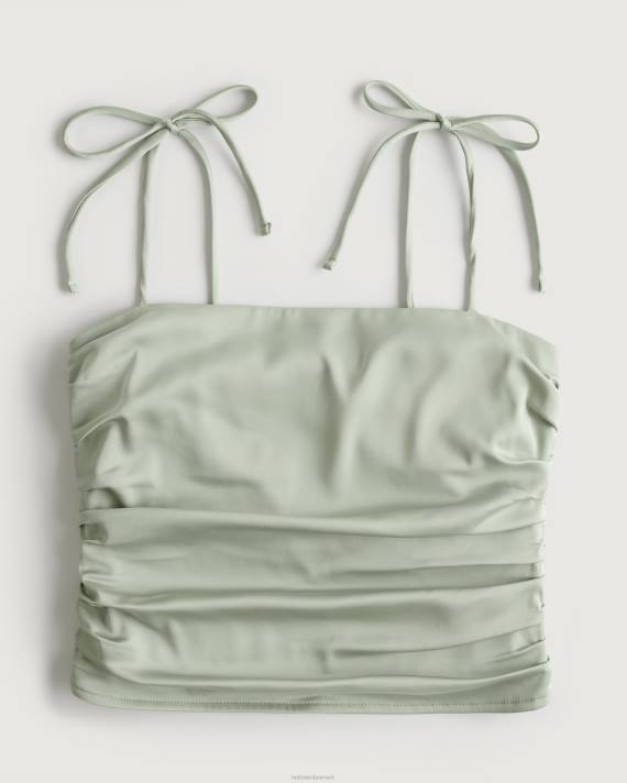 Hollister Kvinder rynket stretch satin top 2H8Z210 toppe salvie grøn